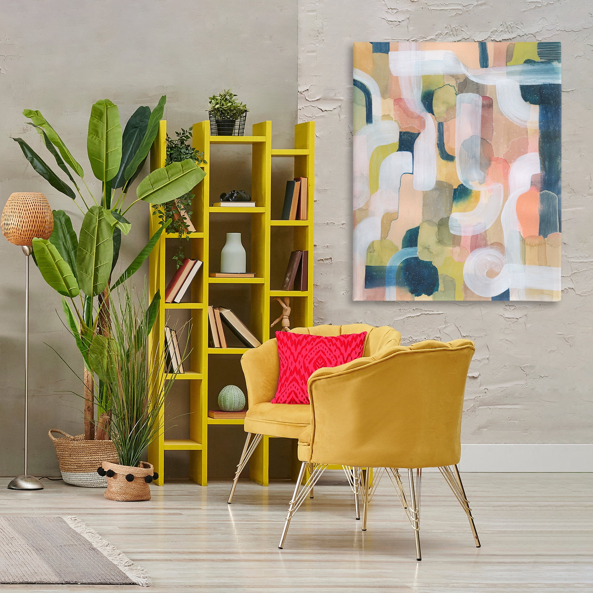 Stupell Industries Twisting Arches Arrangement Abstract Painting Wrapped Canvas Art Print Wall Art, 36 x 48