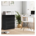 thumbnail image 4 of Wood 4-Drawer Dresser Black - Simple Bedroom Storage Chest - Modern Home Furniture for Living Room, Family Room - Durable Wood Construction, 4 of 4