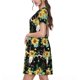 thumbnail image 2 of Easygdp Sunflower Skull Boho para Vestido Transpirable de Mujer, Vestido Suelto de Manga Corta con Pliegues y Bolsillos para el Verano, 2 of 6