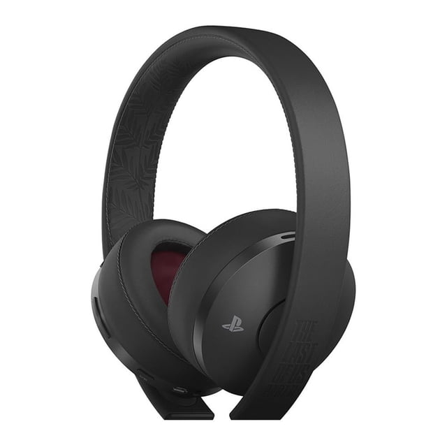 Audífonos Inalámbricos PlayStation 4 Gold Edición Limitada The Last Of US Part II con acabado mate Steel Black, auriculares internos rojo carmesí, sonido envolvente virtual 7.1, hasta 8 horas de batería y tatuaje de helecho de Ellie grabado en la banda para la cabeza, ideales para juegos y accesorios PlayStation 4.