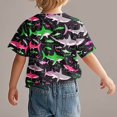 thumbnail image 4 of T-shirt à Manches Courtes pour Enfants, Col Rond Imprimé Coupe Ample, 95 % Polyester 5 % Spandex, Tissu Doux et Respirant, Vert, Taille 100 (6–12 Ans), 4 of 9