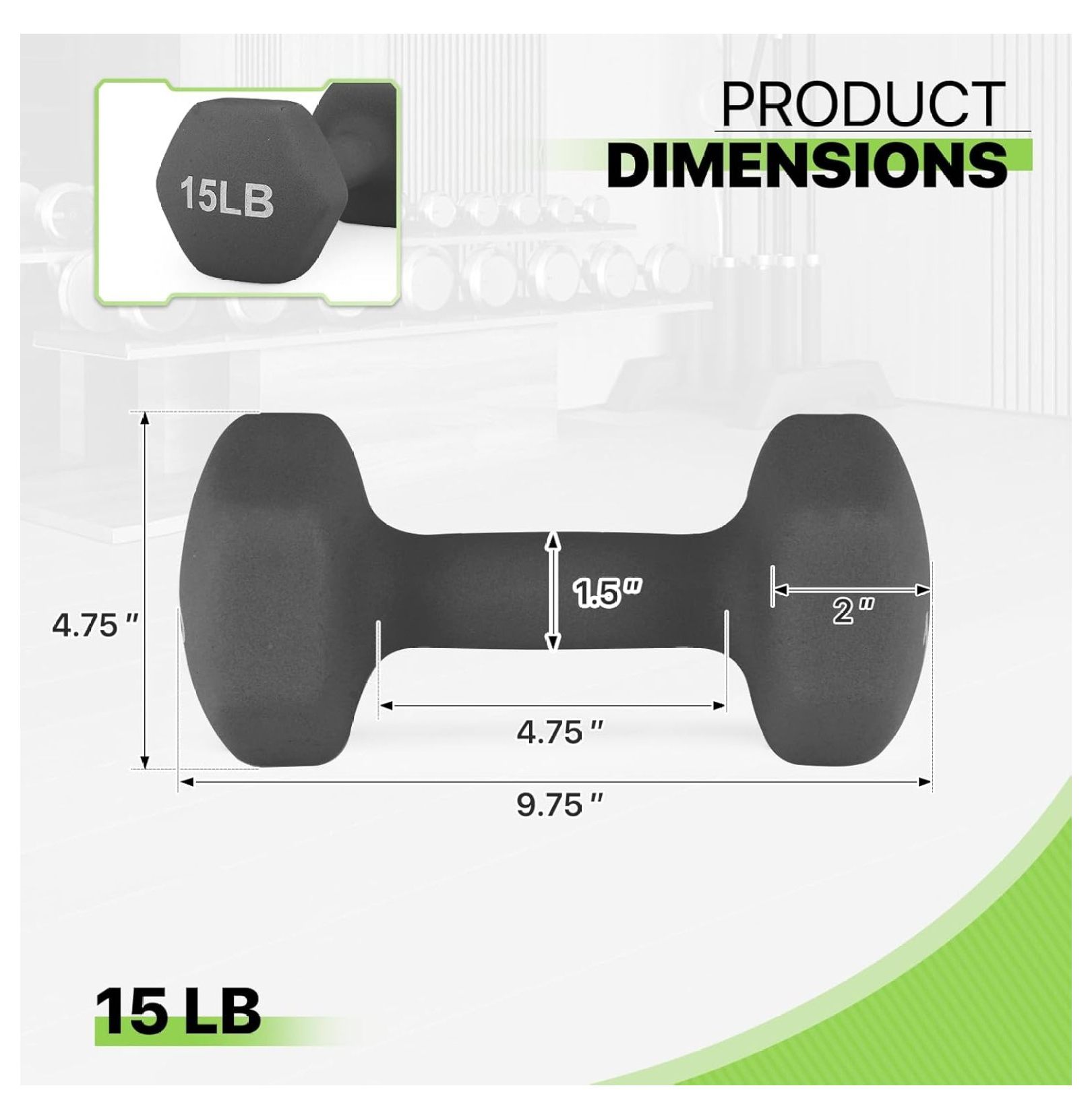 Dumbbells Hand Weights Set, Neoprene Coated Hexagon Workout Dumbbell for Women and Men, 1, 2, 3, 5, 8, 10, 12, 15lbs - Pair