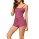 thumbnail image 4 of Conjuntos de pijama para mujeres INSPIRE CHIC, camisetas de punto con pantalones cortos, 2 piezas, ropa de dormir, M, rojo rosa, 4 of 5