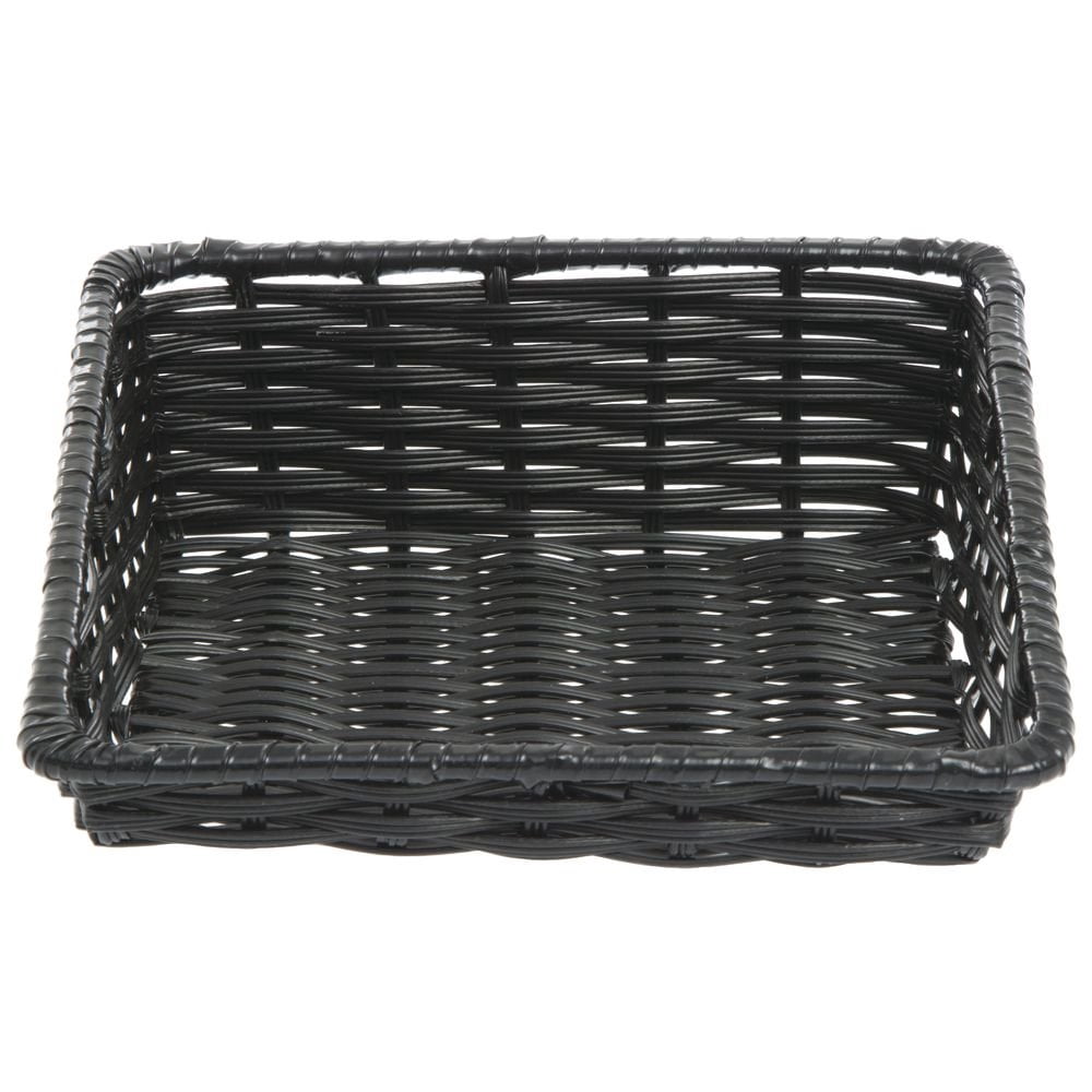 HUBERT® Wicker Storage Basket Black Plastic Tapered - 11 1/2"L x 12"D x 1 1/2" to 4"H