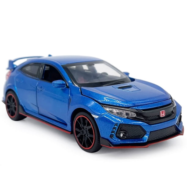 2017 Civic Type R Modelo Coche Hatchback Deportes Coches De Juguete Fundidos A Presión Escala 1/32 Metal Pull Back Vehículos Fundidos A Presión Para Niños Puertas Luz Abierta Sonido Niños Juguetes Col