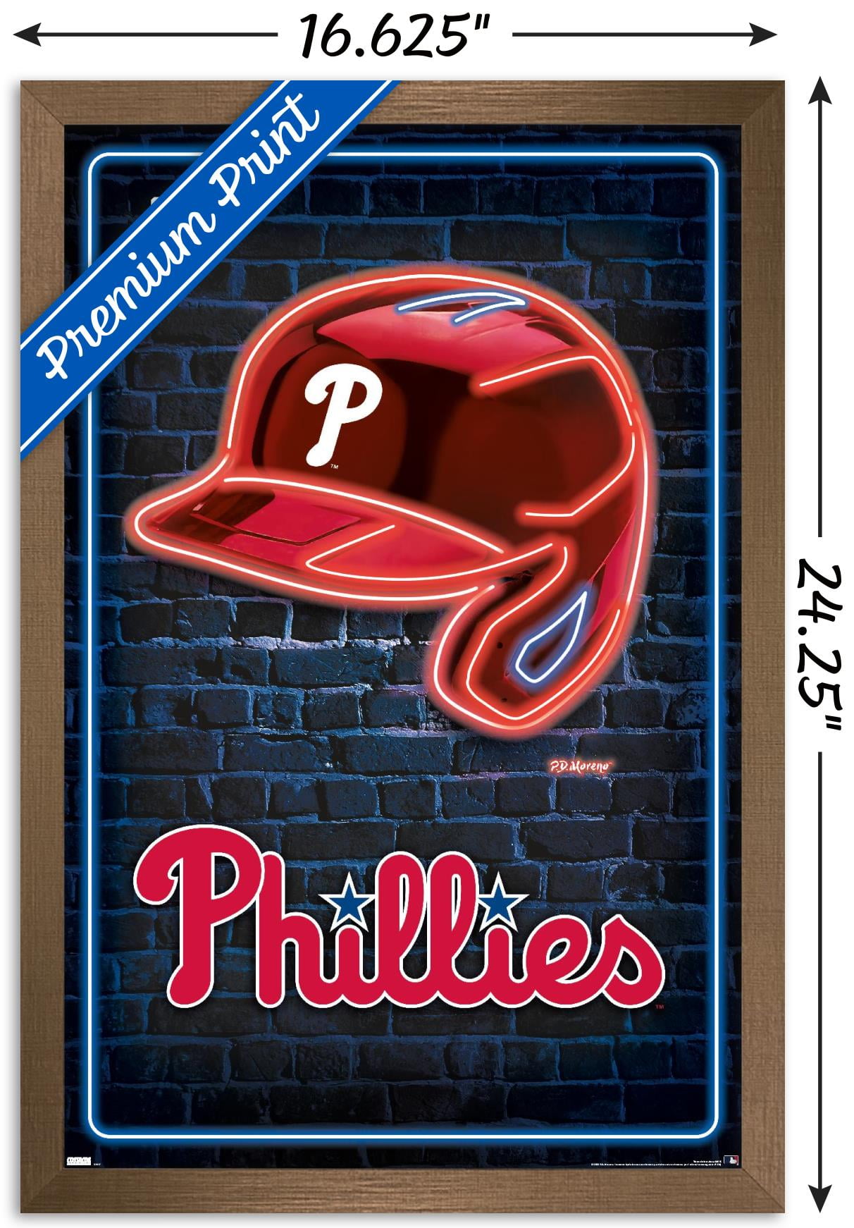 MLB Philadelphia Phillies - Neon Helmet 23 Wall Poster, 14.725" x 22.375" Framed