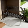 thumbnail image 4 of Abble 50in High Back Outdoor Metal Garden Bench Steel Slat Patio Loveseat Park Bench for Porch Yard Lawn Patio Bench, Black, 4 of 10
