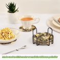 thumbnail image 6 of Haosy Set of 6 Drink Woven Coaster with Holder Heat Resistant Non-Slip Bar Coasters 4 Inches Brown Cream Roses, 6 of 7