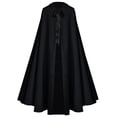 thumbnail image 2 of Rggeeun Adults Cape Solid Color Pleated Hooded Loose Front Tie Trim Ankle Length Breathable Relaxed Fit for Halloween Workout Stylish Capes,Black,M, 2 of 4