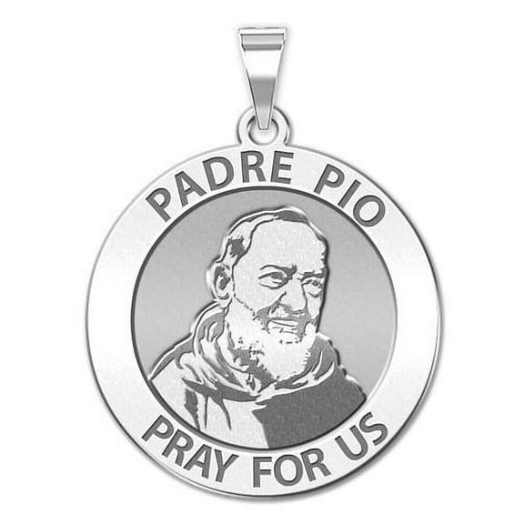 PicturesOnGold.com Padre Pio Religious Medal Necklace Pendants Female Adult - 2/3 inch Sterling Silver