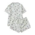 thumbnail image 5 of XIAOCHA Womens Short Sleeve Pajama Set Cute Floral Print Button Front Top And Shorts Outfit Comfortable Breathable Loungewear With Pockets, 5 of 5
