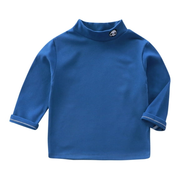 Otqutp Little Children 1-8 Years Crewneck T-Shirts Toddler Kids Girls Long Sleeve Basic Inside Shirt Casual Tees Shirt Tops Solid Undershirt(Blue-1,6-12 Months)