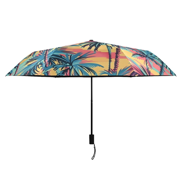 Colorful Palm Tree Compact Sun Umbrella Windproof Travel Umbrellas
