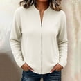 thumbnail image 2 of Ke1Clo Corduroy Jacket for Women Casual Fashion Zip Up Long Sleeve Cardigan Flowy Slim Fall Winter Comfy Coat White XXXXL, 2 of 6