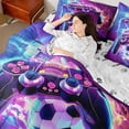 thumbnail image 4 of Castle Fairy Gradient Gamer Bedding Comforter Set,Soccer Football King Bedding Sets, 4 of 8