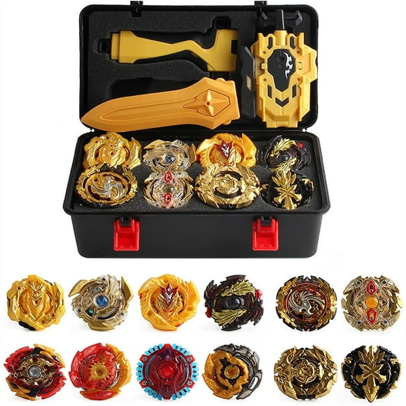 12 Pcs Toupie de Combat Burst Gyroscope Jouet Beyblade Toupies 3 Lanceurs Jeu de Combat avec Boîte de Rangement Portable Cadeau pour Enfants Garçons 6+