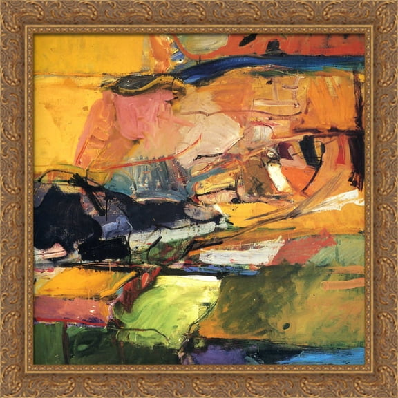 Berkeley No. 57 28x28 Large Gold Ornate Wood Framed Canvas Art by Richard Diebenkorn