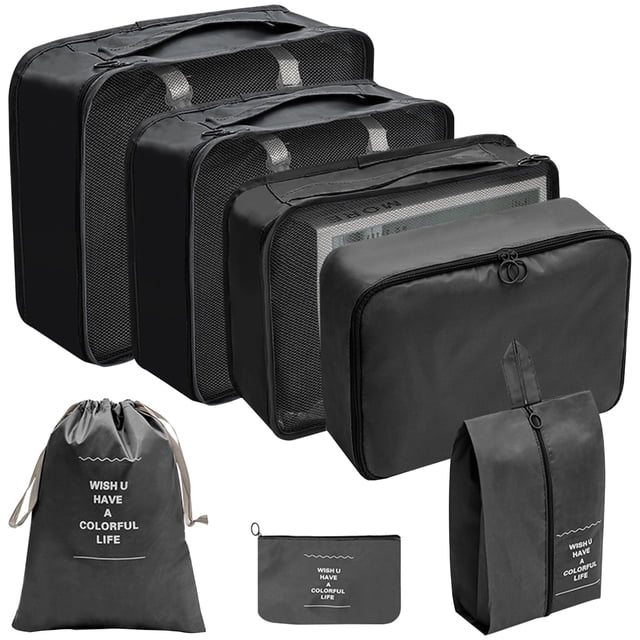 Jierger Compression Packing Cubes for Travel, Packing Cubes for Travel Cubes Set Foldable Suitcase Organizer Lightweight Luggage Storage Bag