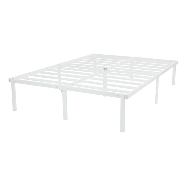 Mainstays 14" Heavy Duty White Steel Slat Bed Frame, Queen