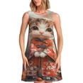thumbnail image 1 of Disketp Adorable Kitten In Kimono para Vestido sin Mangas para Mujeres, Vestidos de Verano para Mujeres, Casual y Holgado para la Playa, 1 of 7