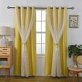 thumbnail image 2 of GYROHOME Double Layered Curtains with Embroidered White Sheer Tulle Room Darkening Grommet Top 2Panels,52x108inch,Yellow, 2 of 5