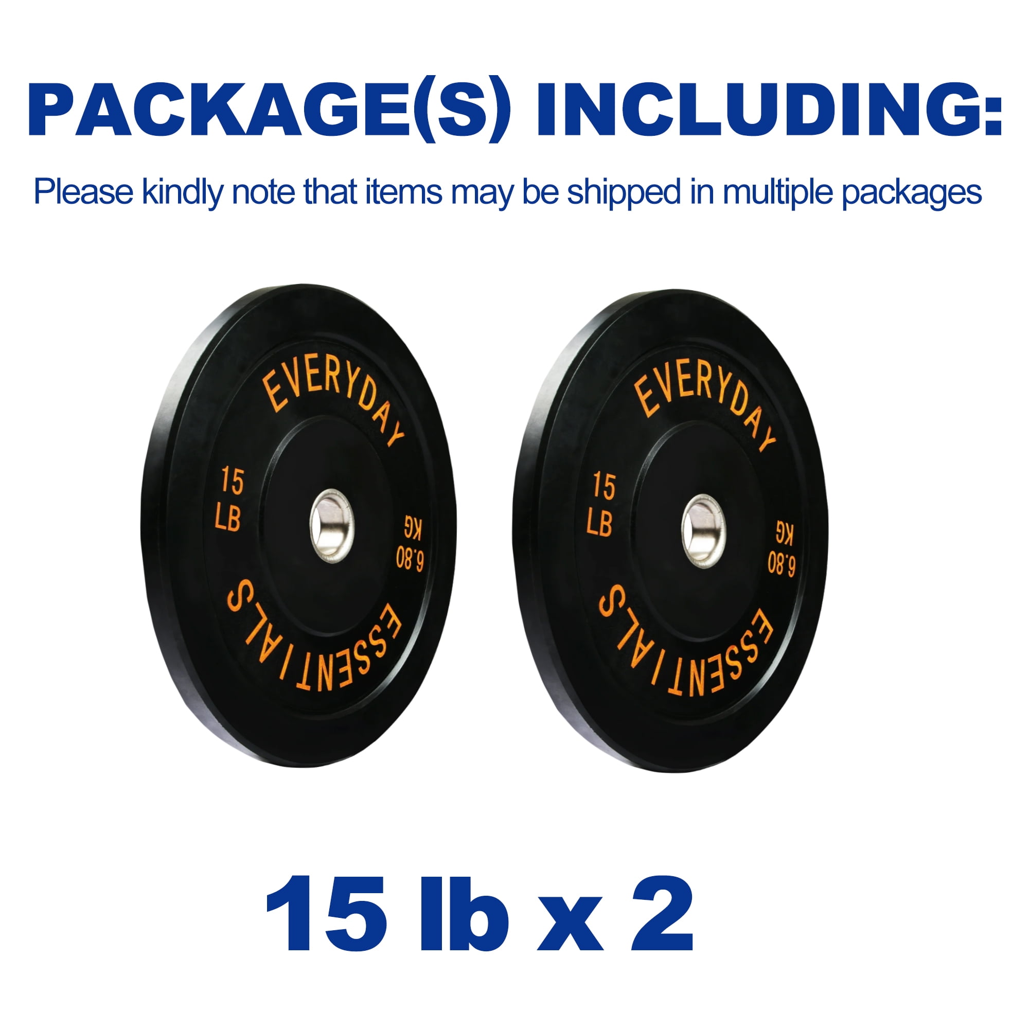 BalanceFrom Olympic Bumper Plate Weight Plate, 15 lbs Pair Black