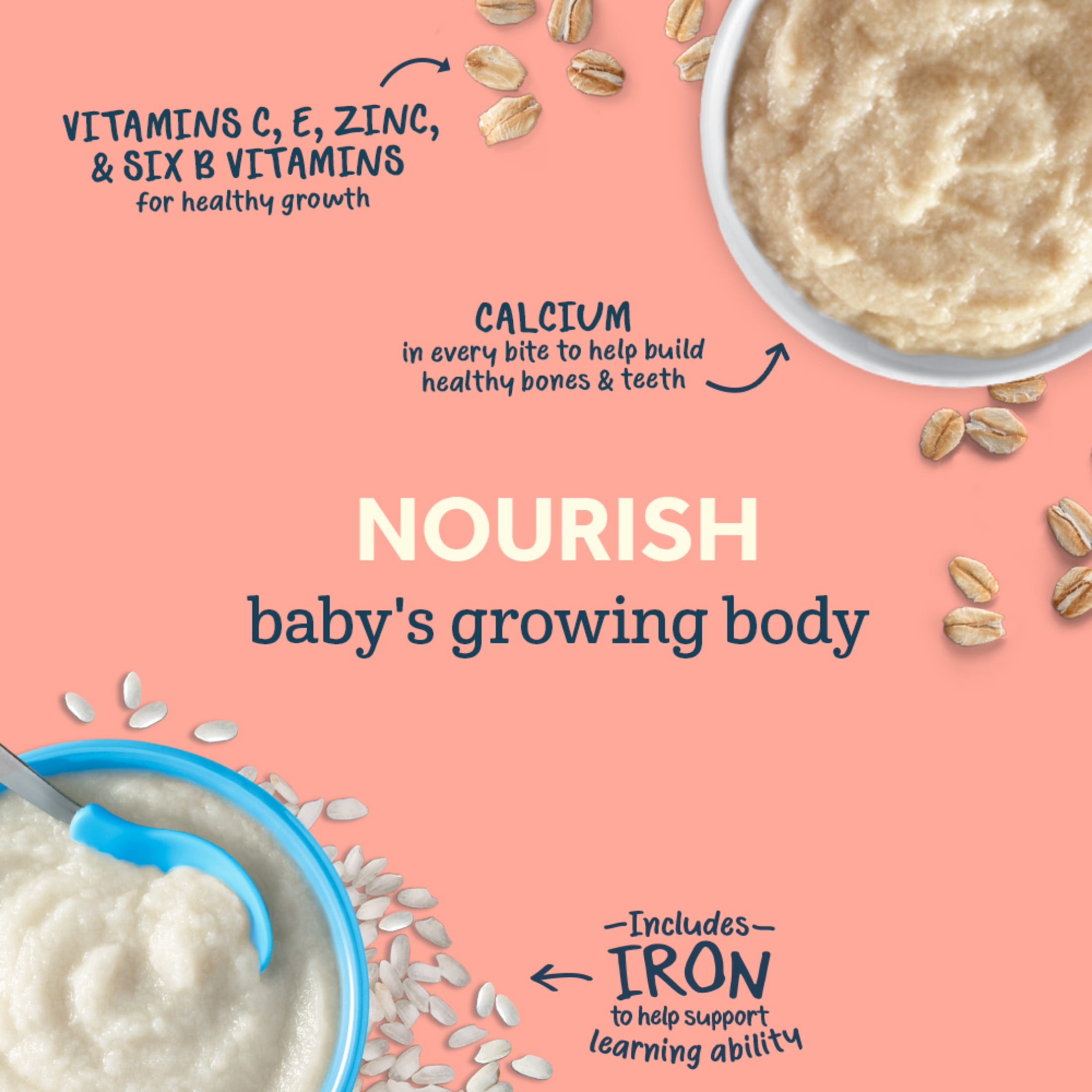 Gerber Cereal for Baby Grain & Grow 3rd Foods Lil' Bits Whole Wheat Baby Cereal, Apple Blueberry, 8 oz Canister (6 Pack)