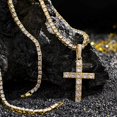 thumbnail image 4 of Charles Raymond Iced Out Cross Pendant on Tennis Chain for Men or Women - Bling'ed Out Hip Hop Jewelry on Blast! - Gold or Silver and Size Your Choice - TN001 Cross (16" Gold), 4 of 5