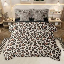 Manfei Animal Leopard Print 7-Piece Bedding Comforter Set for Female Men,Black Brown King Bedding Sets,Cheetah Print Ultra Soft Bed Sheets,Breathable Home Decor,Reversible