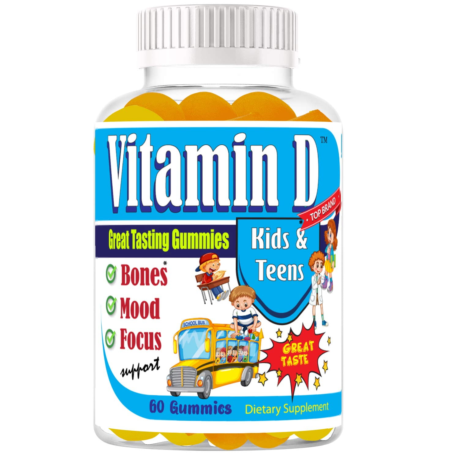 Vitamin D Gummy Vitamins for Kids & Teens HighAbsorption Natural