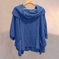 thumbnail image 2 of Bmawag Womens Blouses Dressy Casual 3/4 Sleeve Hooded Plus Size Solid Color Turndown Collar Pullover Shirts Women's Trendy Casual Loose Blouses Gifts for Women Blue L, 2 of 8