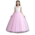 thumbnail image 2 of SGFCWSX Girls Lace Bodice Tulle Dress Sleeveless V Neck Floor-Length Formal Pageant Party Gown Pink Size 5-6 Years, 2 of 9