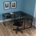 thumbnail image 3 of OFM Essentials Collection L-Desk with Metal Legs, in Espresso (ESS-1020-BLK-ESP), 3 of 13