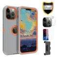 thumbnail image 1 of Xhy iPhone 13 Pro Case + Screen Protectors + Belt Clip Holster + Camera Lens Protector, Heavy Duty Hard Shockproof Armor Protector Case (Gray+Orange), 1 of 7