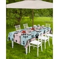 thumbnail image 4 of Fsddascl Pink Blue Paw Print Outdoor Tablecloth - 54x80 Inch Rectangle Dining Table Cover, Vintage Farmhouse Shabby Wooden Grain Waterproof Outdoor Table Cloth with Umbrella Hole & Zipper for Patio, 4 of 7