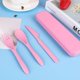 thumbnail image 1 of Juego de utensilios de viaje reutilizables con estuche, cuchillo portátil de paja de trigo rosa, tenedor, cucharas, cubiertos ecológicos sin BPA para niños y adultos como utensilios de viaje para picnic y camping oso de fresa Electrónica, 1 of 4