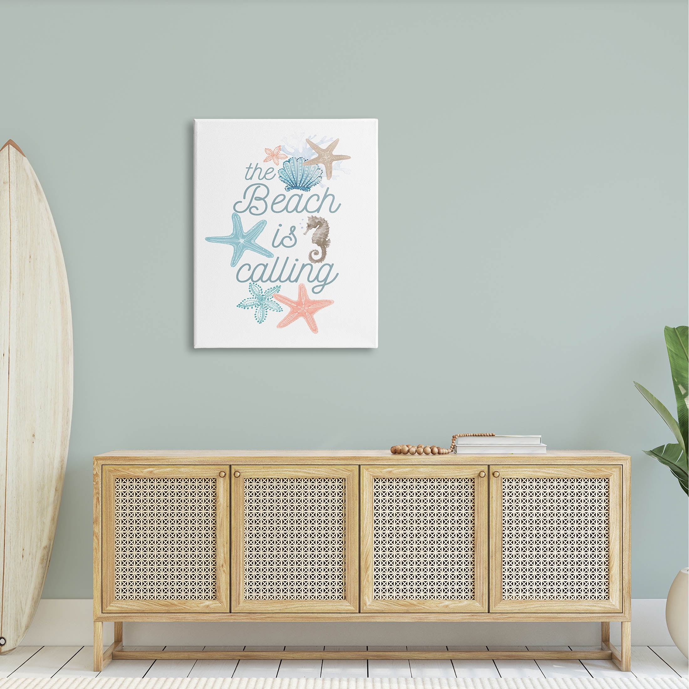 Beach Is Calling Various Sea Life Animals & Insects Graphic Art Gallery Wrapped Canvas Print Wall Art