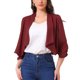 thumbnail image 1 of BLAZER CROP DE CHIFFON CON MANGAS RUCHADAS DE 3/4 Y SOLAPA ABIERTA PARA MUJERES INSPIRADAS EN CHIC COLOR ROJO VINO TAMAÑO XS, 1 of 6