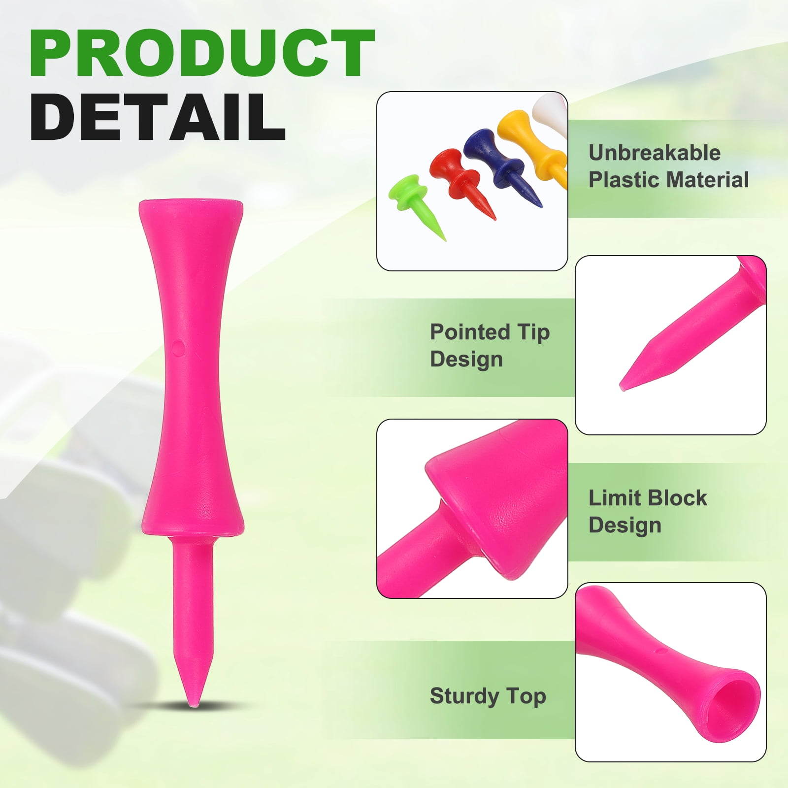Uxcell Plastic Golf Tees , 2.3 Inch Unbreakable Plastic Step Down Golf Tees , 100 Pack & Purplish Pink - Fitting For(Practice/Outdoor/Golf Course/Competition/Leisure)