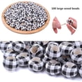 thumbnail image 3 of 100pcs 20mm Black White Plaid Wood Beads Farmhouse Wood Beads Wood Round Beads for DIY Jewelry Craft Wall Garland Decoration, Hole: 10mm, 3 of 7