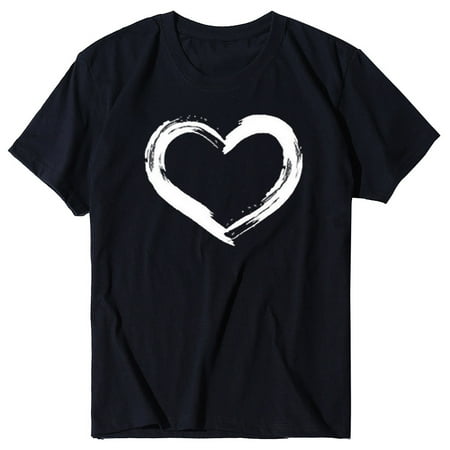 

Simplmasygenix Women Tops Summer Clearance Women Short Sleeves Heart-shaped Print Casual Tops Blouse T-shirt