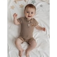 thumbnail image 6 of BemeyourBBs Newborn Baby Boy Girl Football Outfit Striped Rugby Romper Button Down Collared Short Sleeve Jumpsuit Fall Winter Clothes Coming Home Outfit, 6 of 9