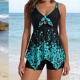 thumbnail image 6 of Taqqpue Women's Bathing Suits Two-Piece Swim Dress Floral Printed V Neck Tank Tops Padded Swimsuits with Boyshorts, 6 of 7