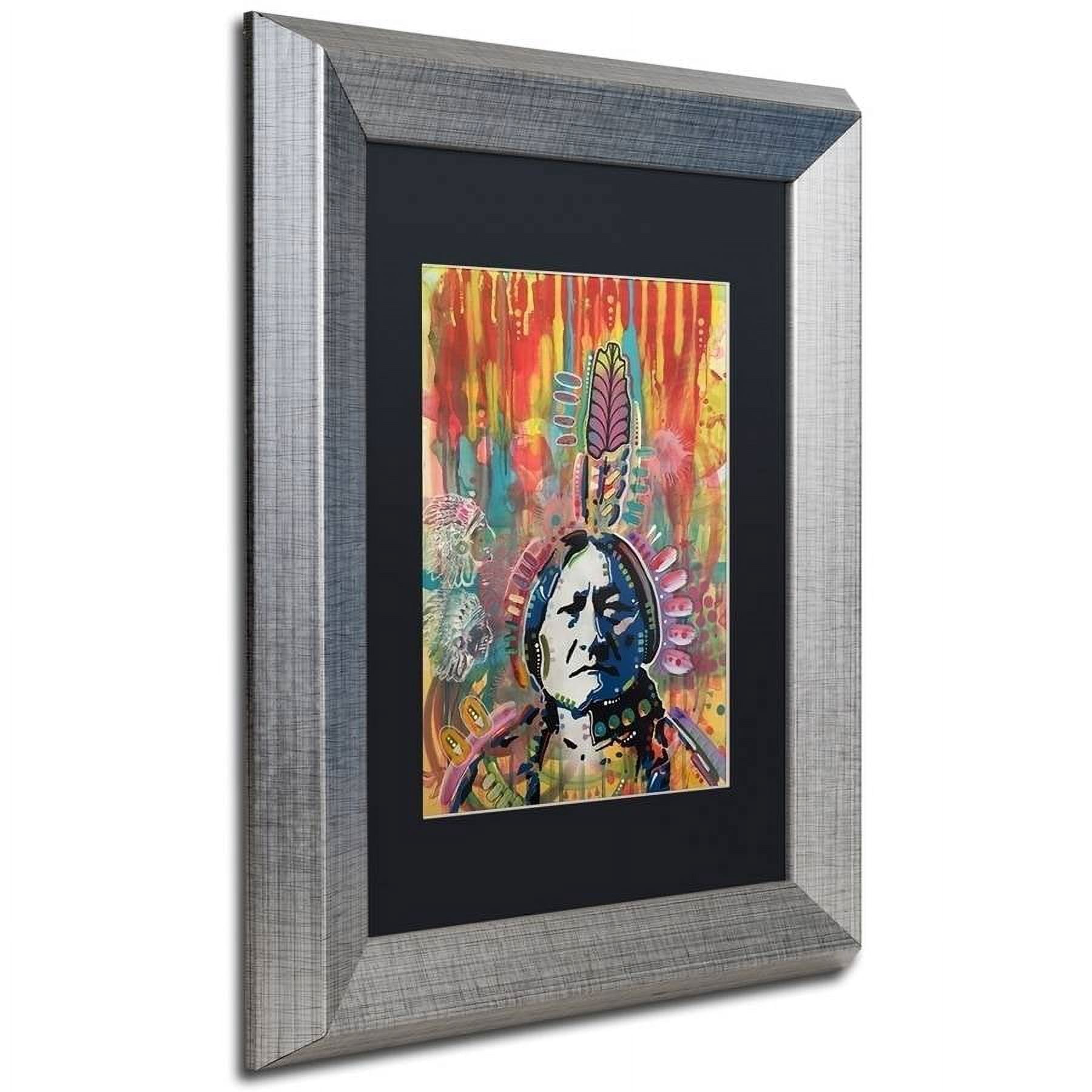 Trademark Fine Art "Sitting Bull 1" Canvas Art by Dean Russo, Black Matte, Silver Frame