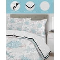 thumbnail image 4 of Quilts King Size Bedding Set, Coastal Coral Turtle Lightweight Quilted Comforter, Aqua Ocean Conch Starfish Summer Beach Soft Bedspread Coverlet with Pillow Covers for All Season, 96" x 106", 4 of 7