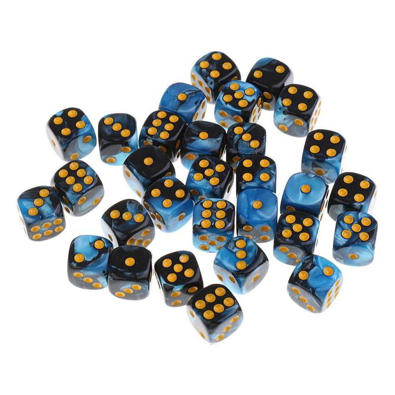 30 Pieces Opaque 6-Sided D6 Dices Case for Board Card Game Parts 1.2cm