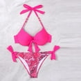 thumbnail image 2 of Traje de Baño de Tres Piezas para las Mujeres de Moda Casual Corbata Sexy Cintura Alta Cristal Beach Bikini Set, Poliéster, 2 of 9