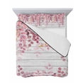 thumbnail image 7 of Quilts Twin-XL Size Bedding Set, Pink Eucalyptus Leaves Lightweight Quilted Comforter, Summer Botanical Farmhouse Rustic Wood Soft Bedspread Coverlet with Pillow Covers for All Season, 68" x 98", 7 of 7