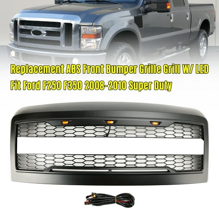 Front Bumper Grille Grill w/Lights Fit For Ford F250 F350 2008-2010 Super Duty