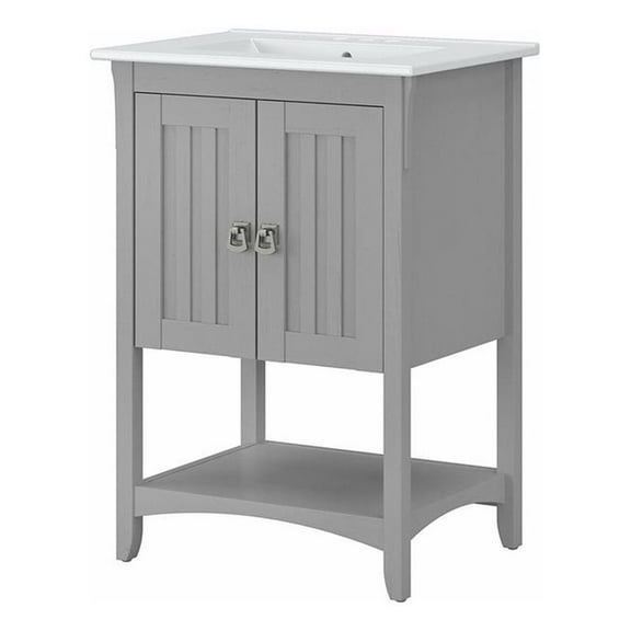Pemberly Row 24"W Engineered Wood Bathroom Vanity Cabinet in Cape Cod Gray